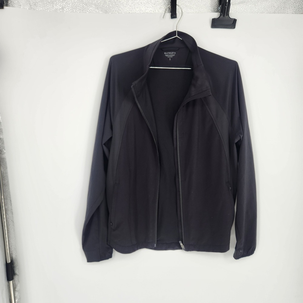 Athleta Womens Black Full Zip Athletic Training Jacket Mock Neck Size L